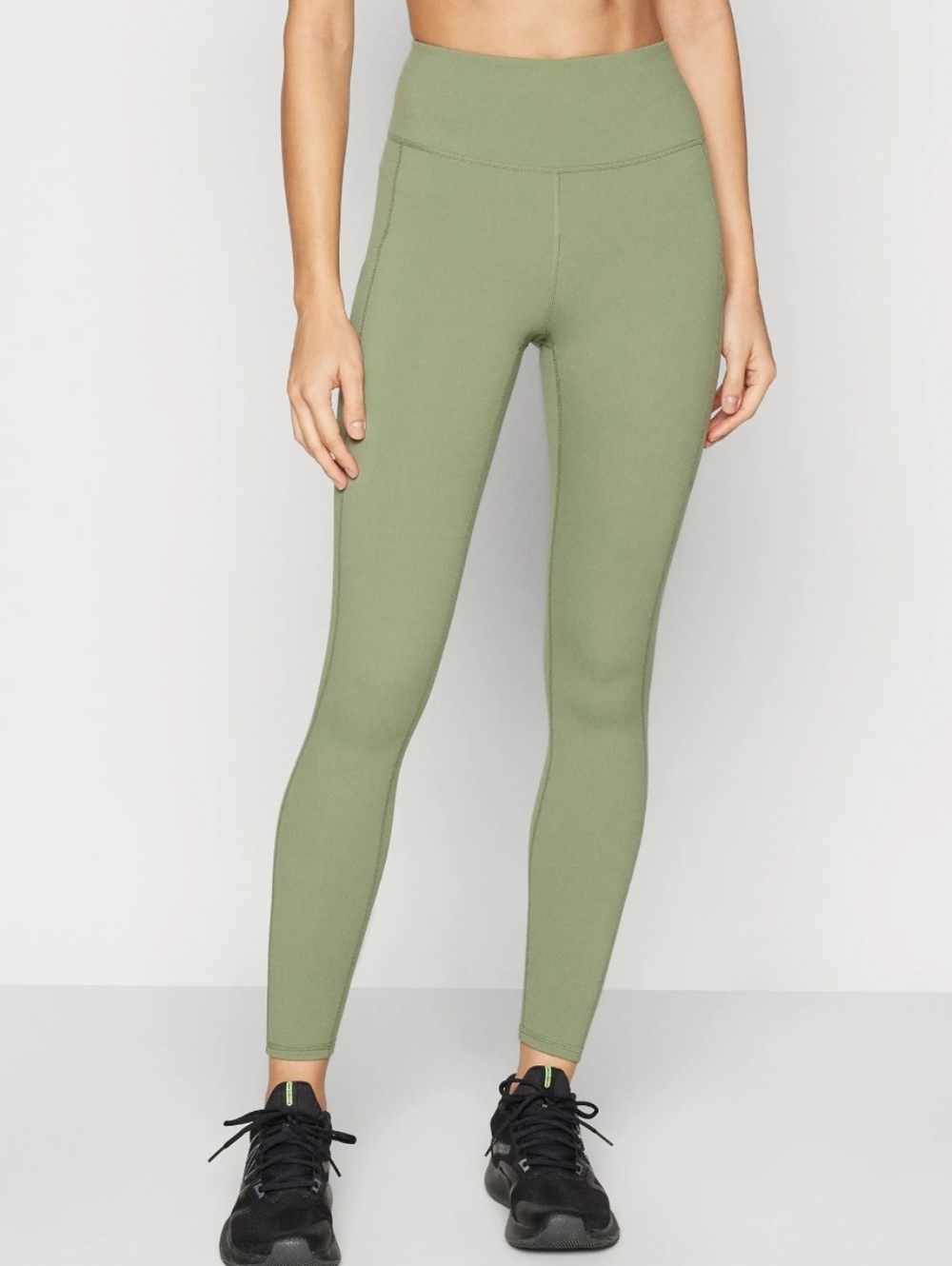 Fabletics High-Waisted Leggings in Olive Green With Phone Pocket